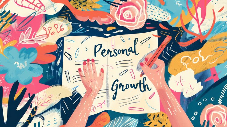 A vibrant illustration captures the dynamic movement of a hand, artistically expressing the journey of personal growth and self-improvement through bold strokes. Uncertainty Is the Only Thing That's Really Certain